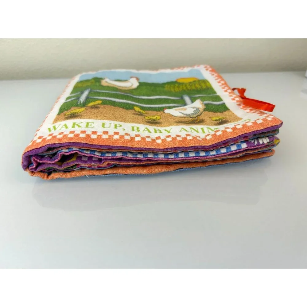Soft Baby Book Wake Up, Baby Animals Fabric Farm Country Sewn Hand Crafted Toy